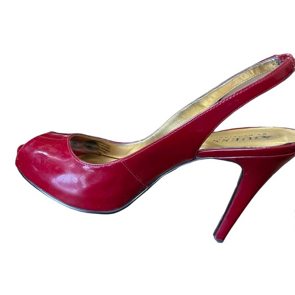 Guess Red Platform Patent Leather Slingback Heels Size 6 - Picture 7 of 8